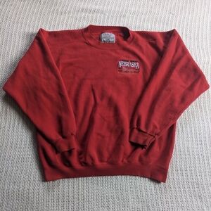 VTG 90's Santee Sweatshirt Nebraska Huskers Red Men’s Large USA Made Embroidered